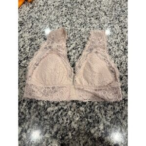 Aerie Lace Bralette Light‎ Pink Plunge Front Closure Soft Cups Size Medium